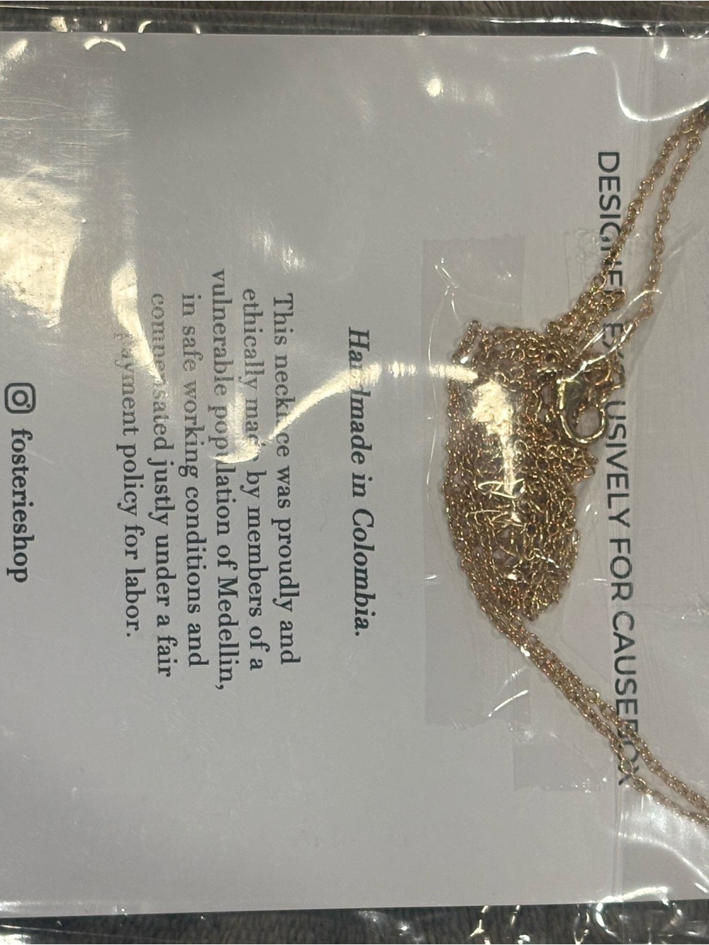 Fosterie Gold Layered Bar Necklace with Clear Crystal Drops - Picture 3 of 3